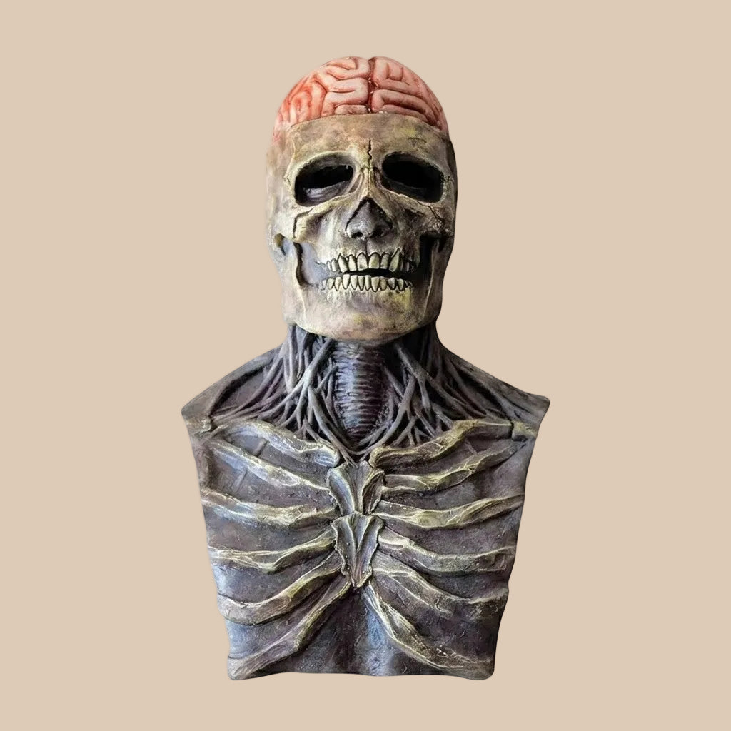 Skull mask with an exposed-brain design, product view