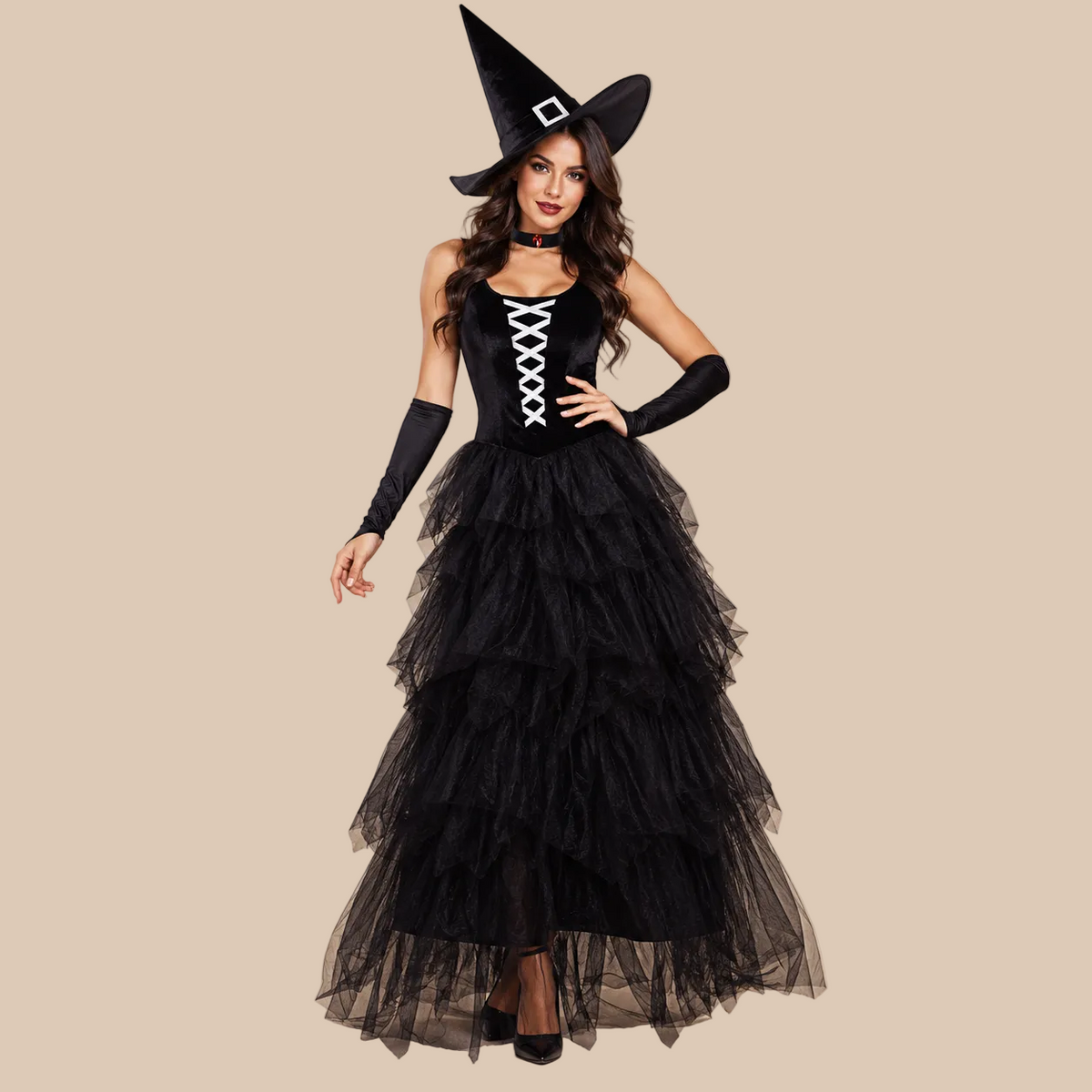 Women’s Black Lace-Up Witch Halloween Dress