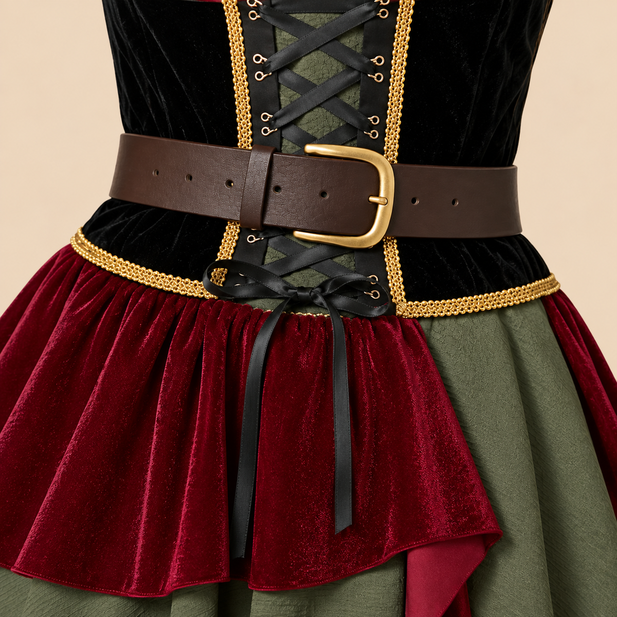 Women’s Olive & Burgundy Pirate Costume