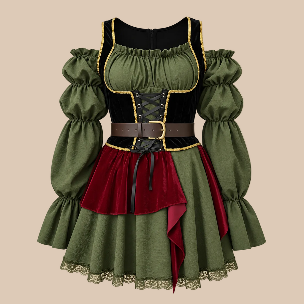 Women’s Olive & Burgundy Pirate Costume
