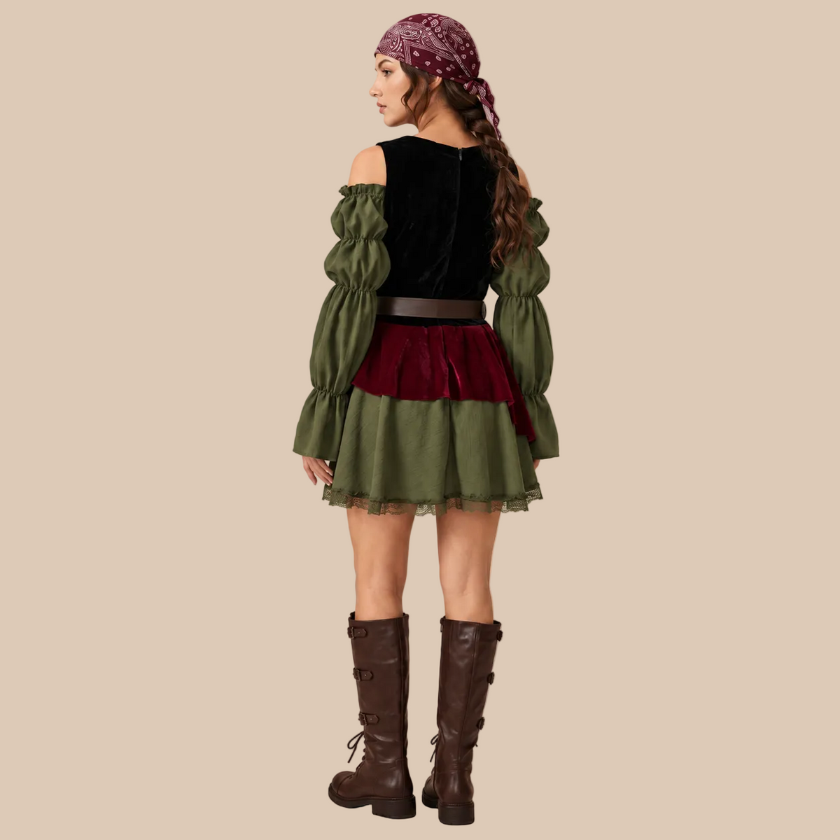 Women’s Olive & Burgundy Pirate Costume
