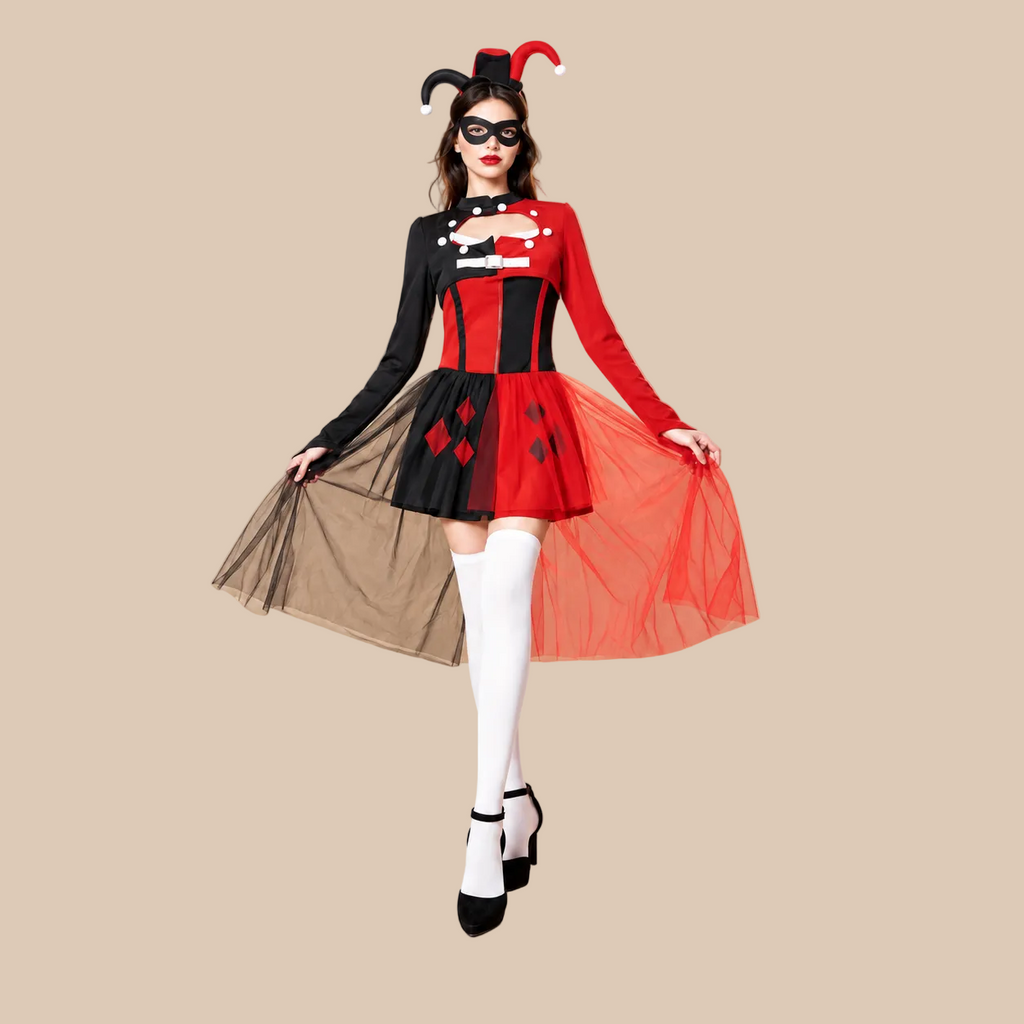 Women’s Red & Black Circus Clown Costume Set