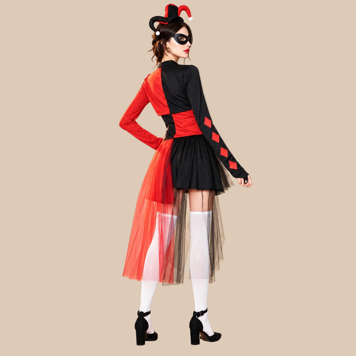 Women’s Red & Black Circus Clown Costume Set