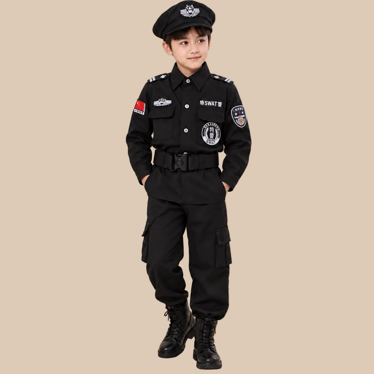Kids’ Black SWAT Police Halloween Costume