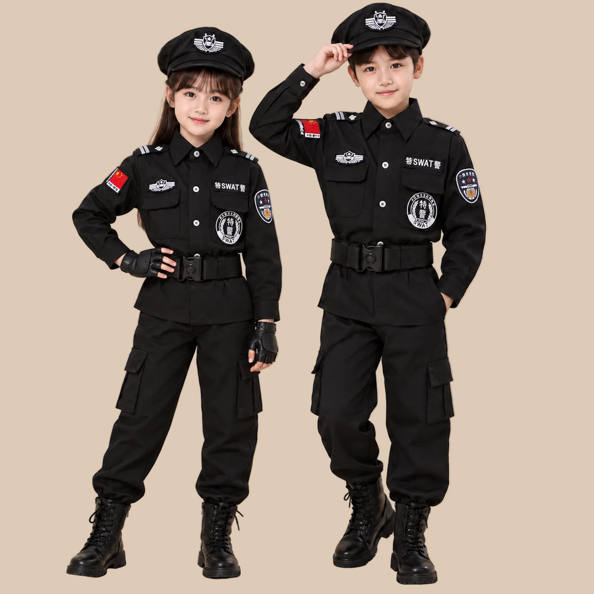 Kids’ Black SWAT Police Halloween Costume