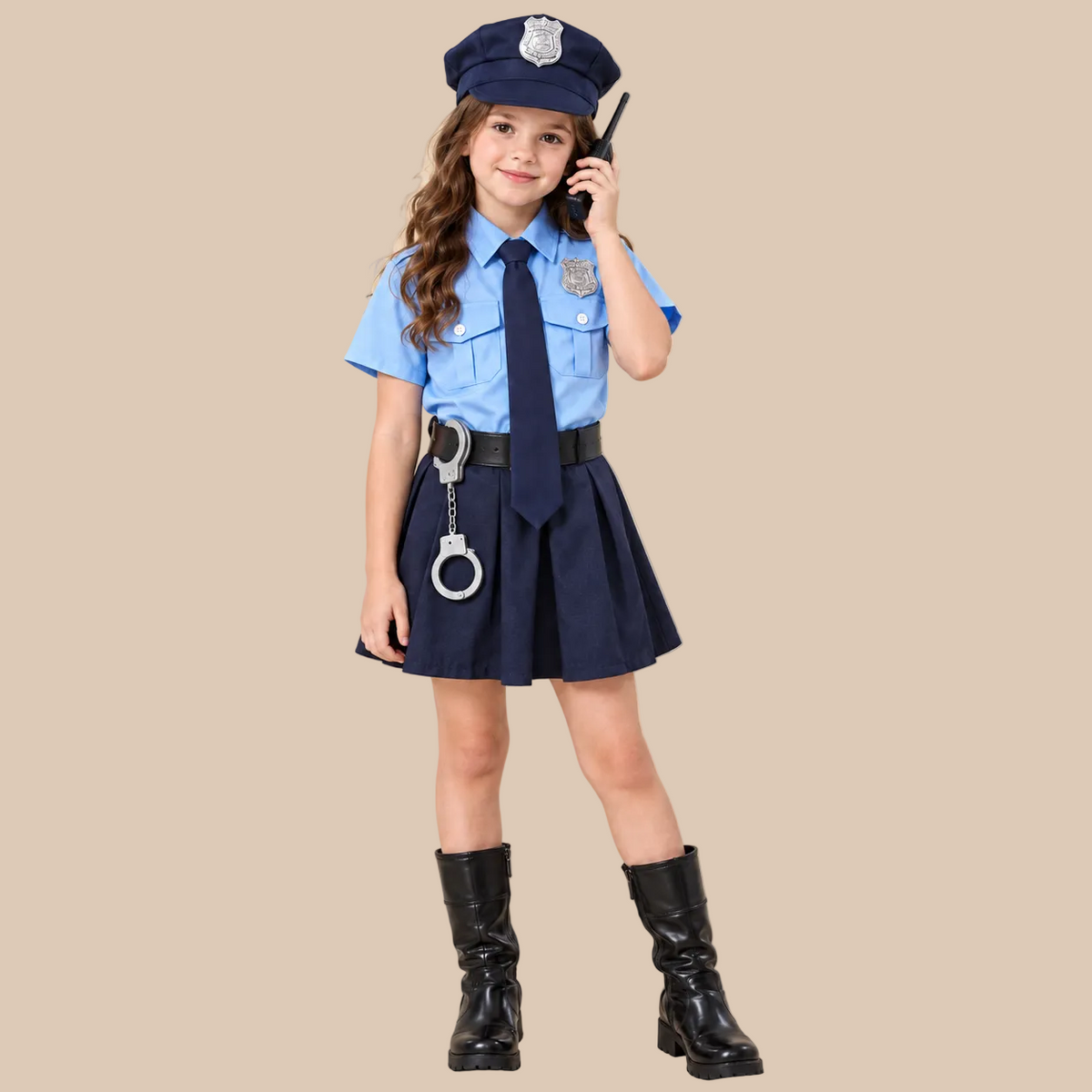 Girls’ Light Blue Police Halloween Costume Dress