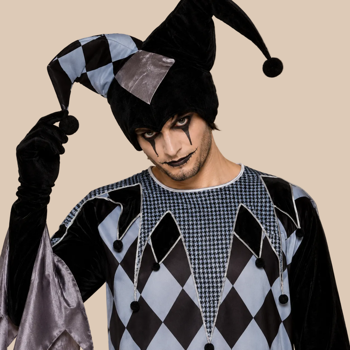 Men’s Black & White Jester Clown Costume