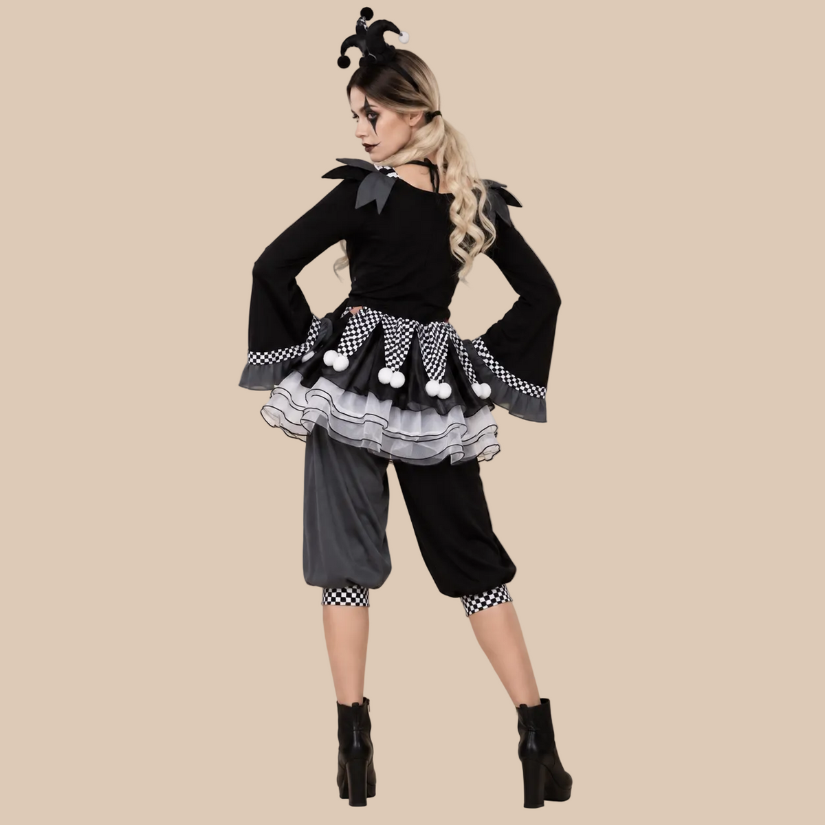 Women’s Black & White Jester Clown Costume