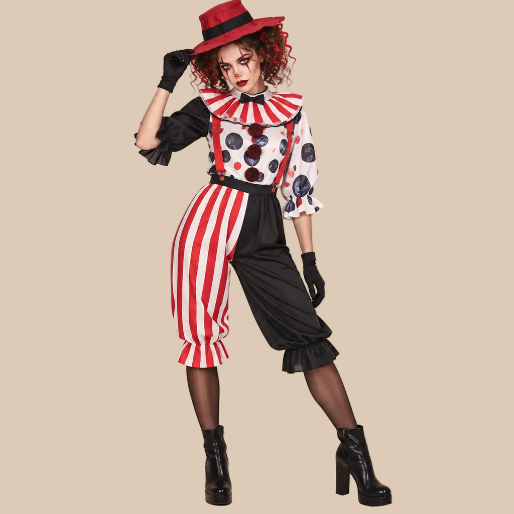 Women’s Red Striped Circus Clown Costume
