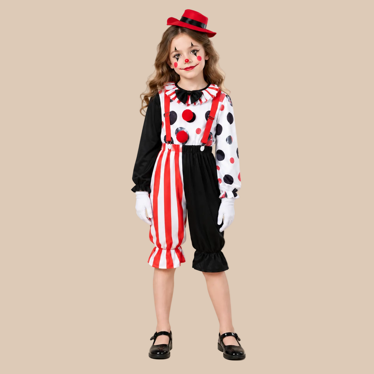 Kids’ Red & White Circus Clown Costume
