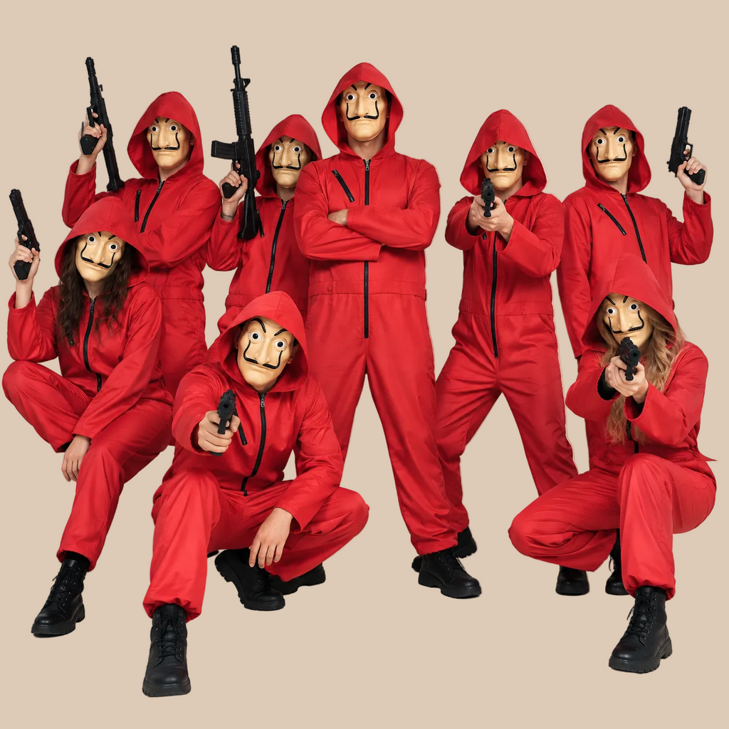 Adult Red Hooded Heist Halloween Costume