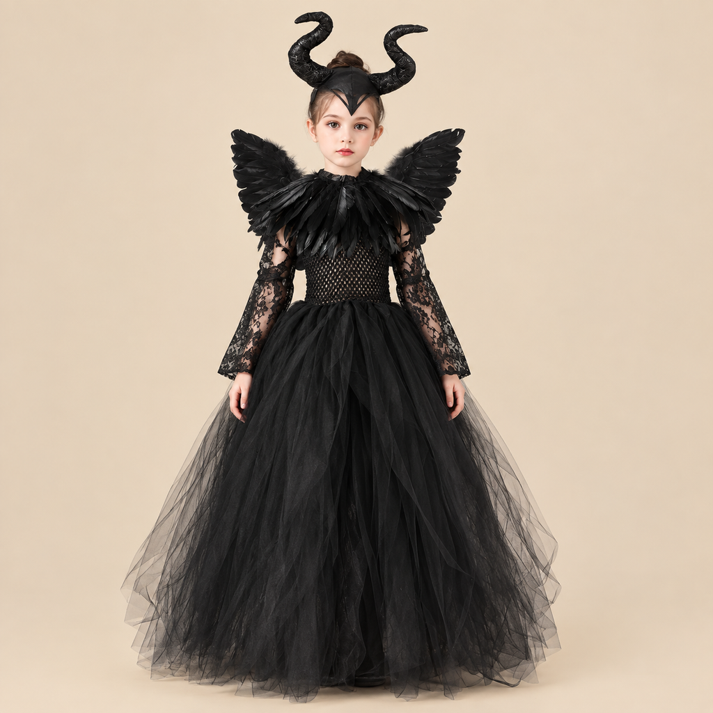 Girls’ Black Horned Dark Fairy Costume
