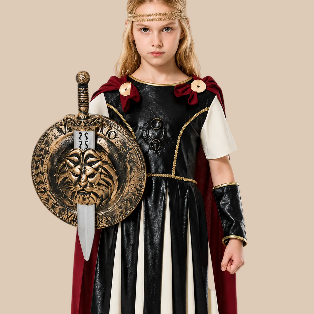 Girl’s Roman warrior costume with decorative armour, bodice details