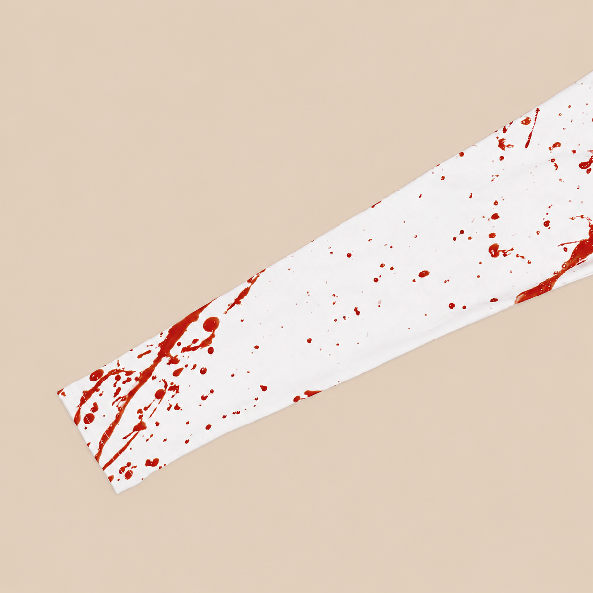 White zombie nurse dress with blood-splatter print, sleeve details