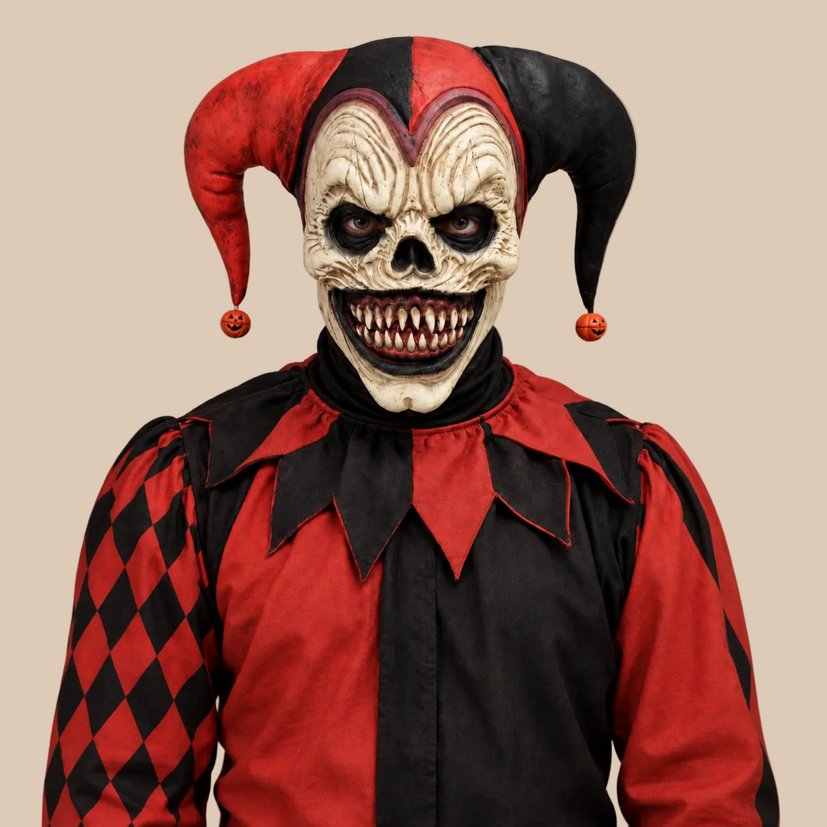 Red & Black Skull Jester Halloween Mask