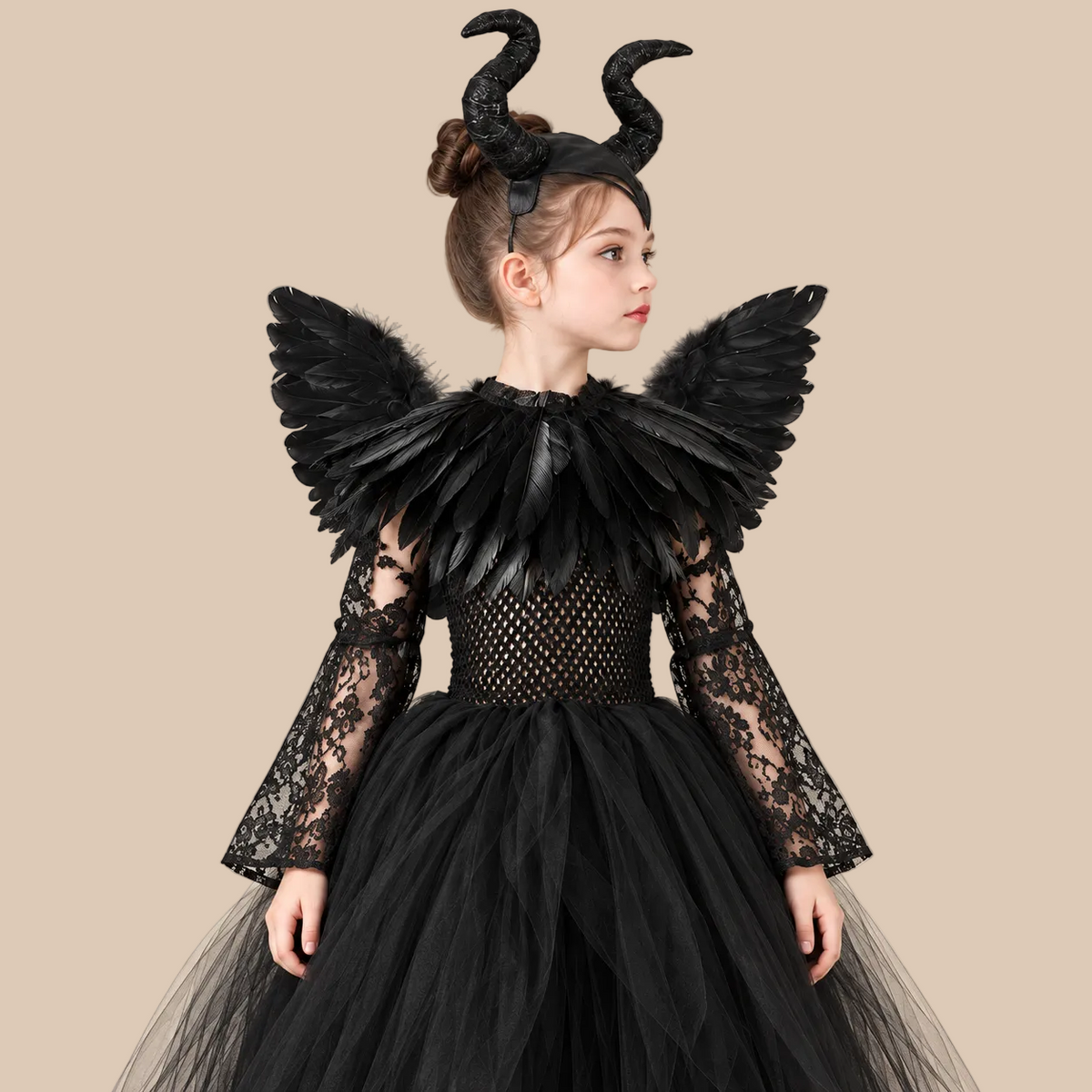 Girls’ Black Horned Dark Fairy Costume